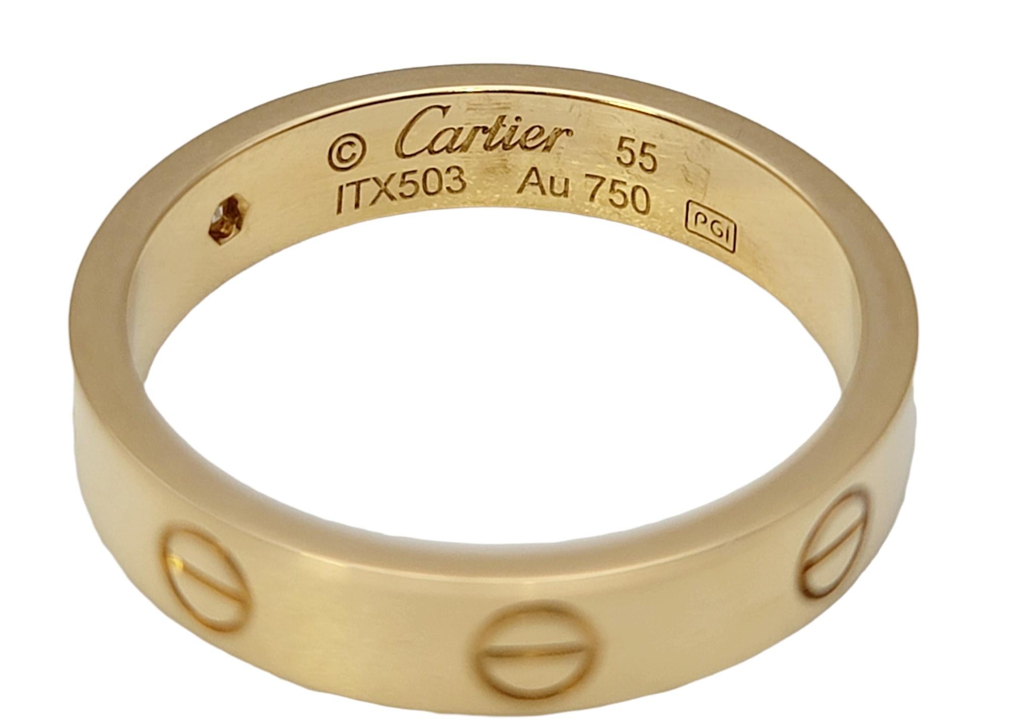 Cartier Love Collection 18 Karat Yellow Gold Wedding Band Ring with Diamond, Box In Excellent Condition In Scottsdale, AZ