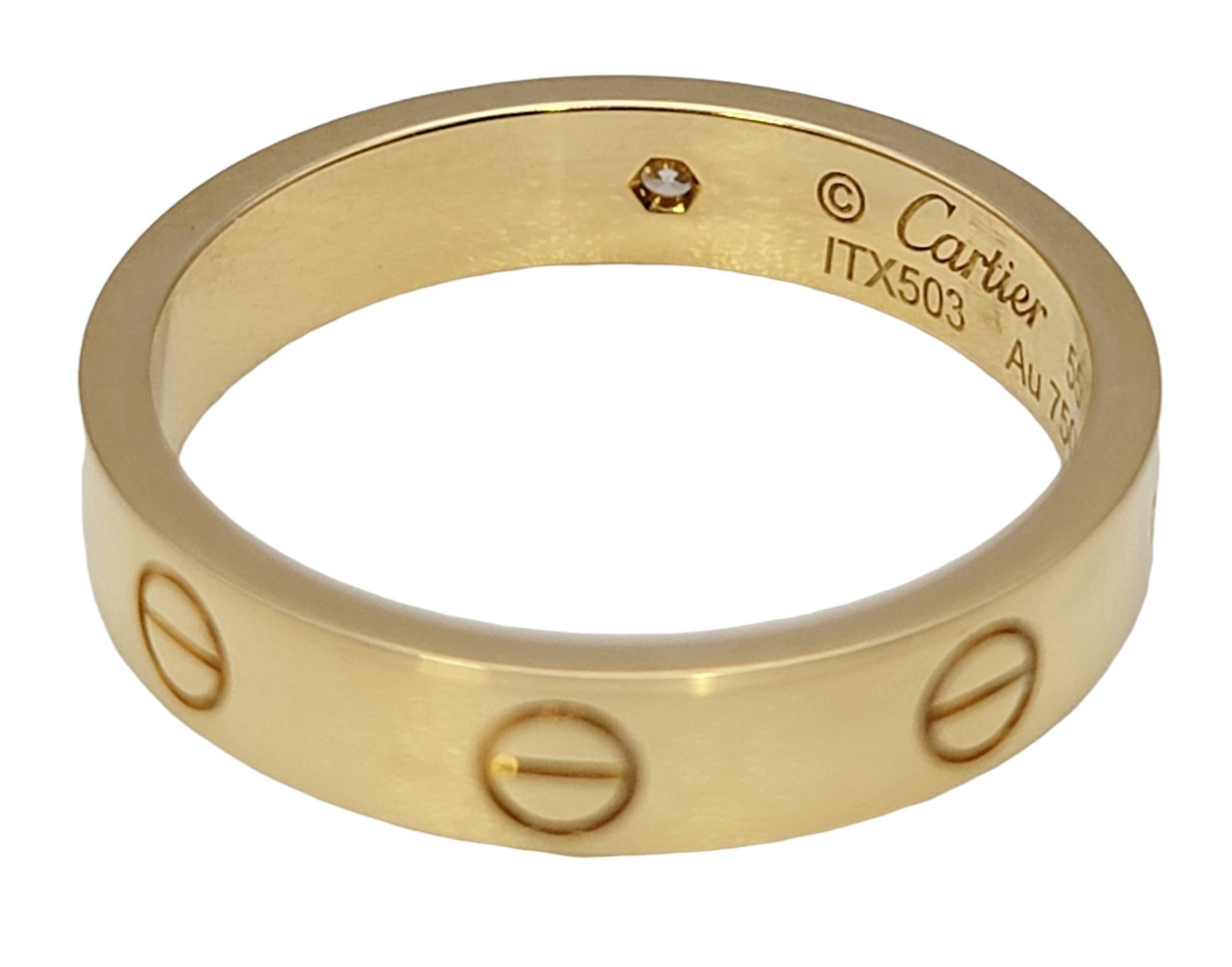Women's or Men's Cartier Love Collection 18 Karat Yellow Gold Wedding Band Ring with Diamond, Box