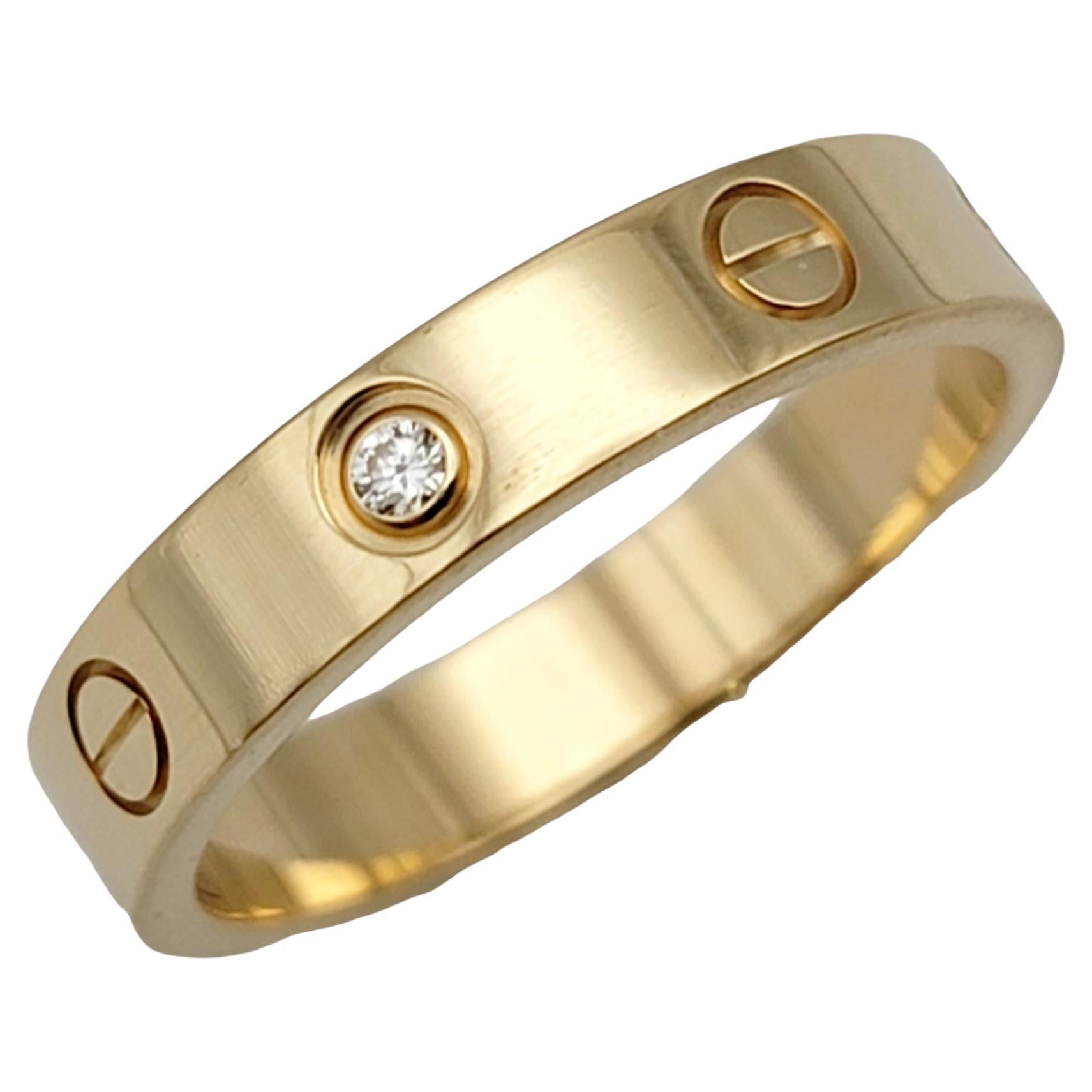 Cartier Love Collection 18 Karat Yellow Gold Wedding Band Ring with Diamond, Box