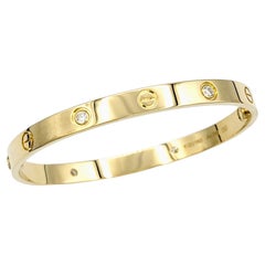 Cartier Love Collection 4 Diamond 18 Karat Yellow Gold Bangle Bracelet with Box