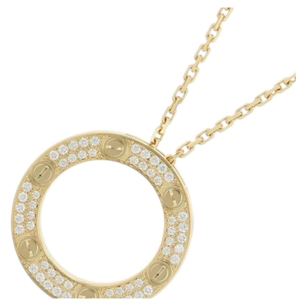Cartier Love Collection'S Circle Diamante Pave Collana in oro giallo 18 carati