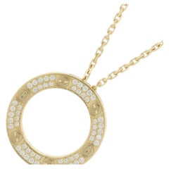 Cartier Love Collection'S Circle Diamante Pave Collana in oro giallo 18 carati