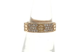 Cartier Love Collection Diamond Pave Set 18K Rose Gold Band Ring