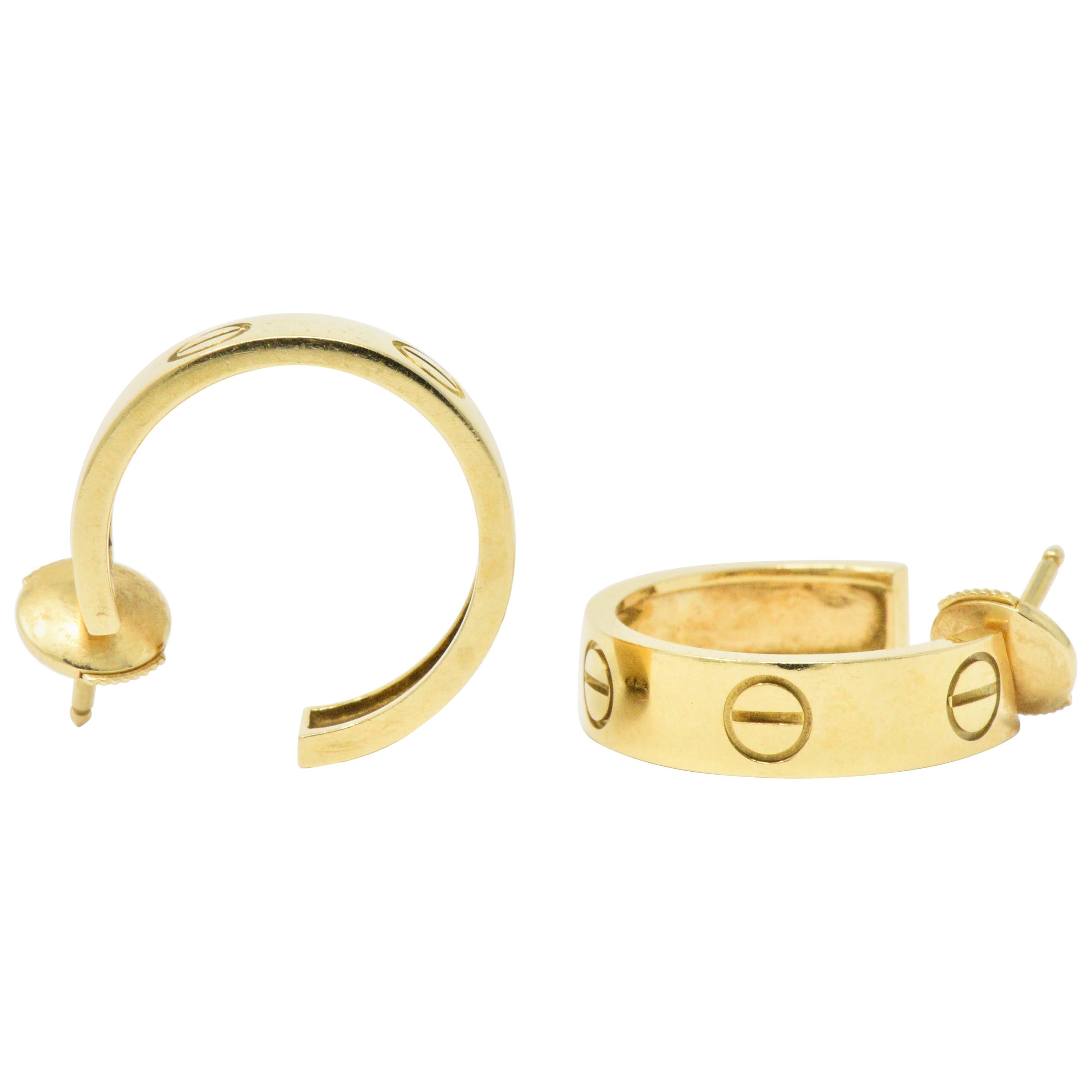 Cartier Love Collection Hoop Earrings 18 Karat Yellow Gold