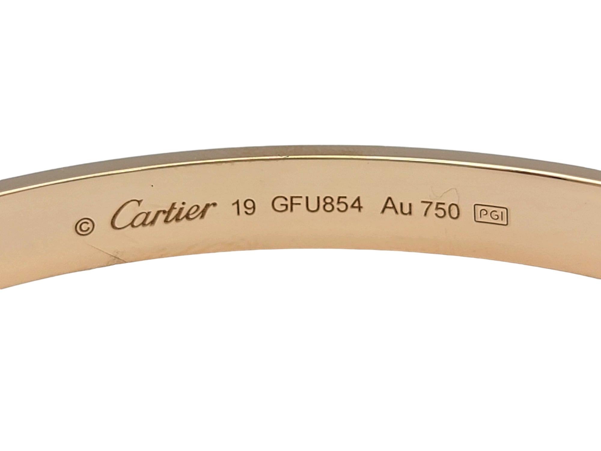 Women's Cartier Love Collection Polished 18 Karat Rose Gold Slip-On Cuff Bracelet  For Sale