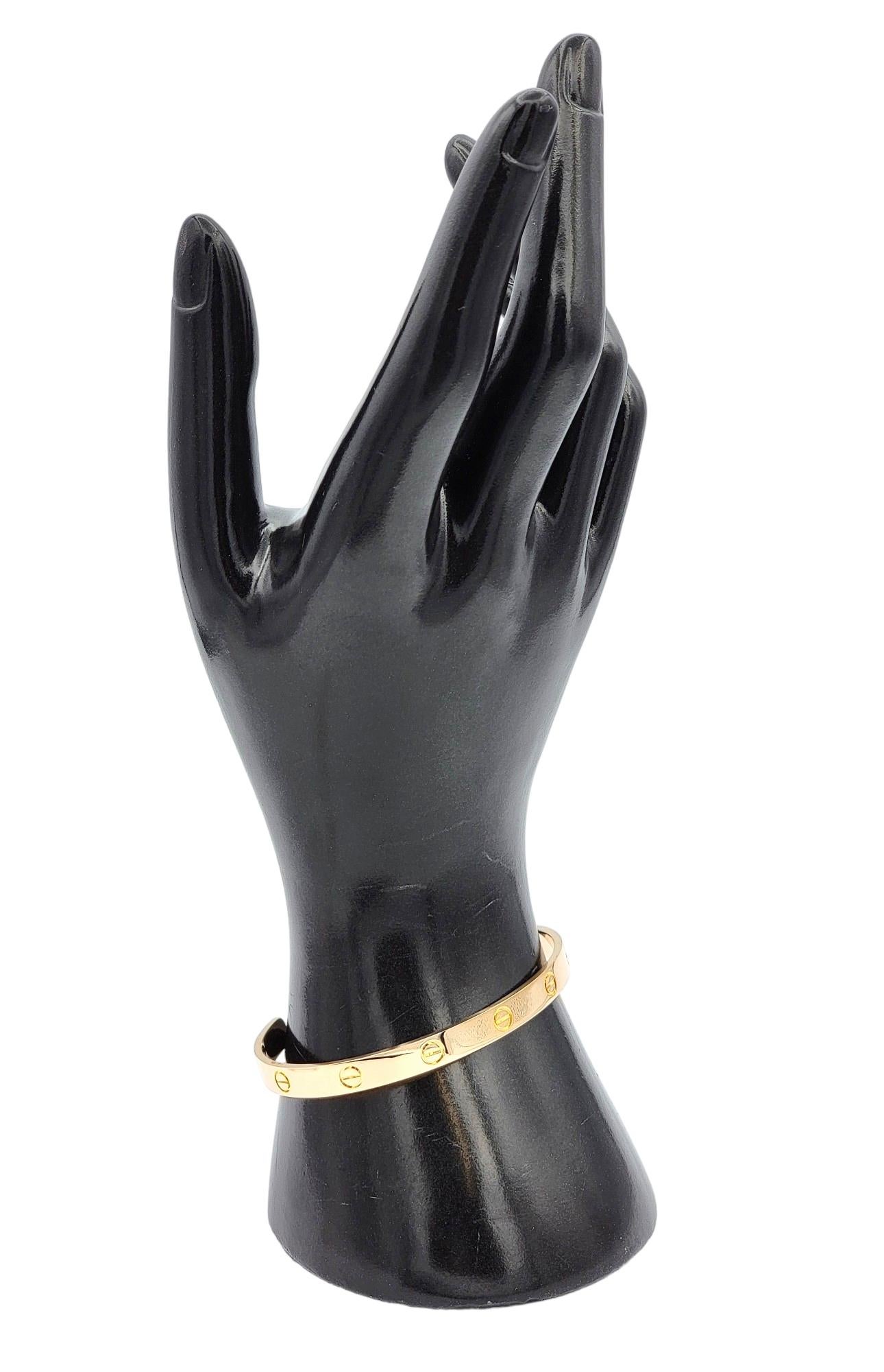 Cartier Love Collection Polished 18 Karat Rose Gold Slip-On Cuff Bracelet  For Sale 1