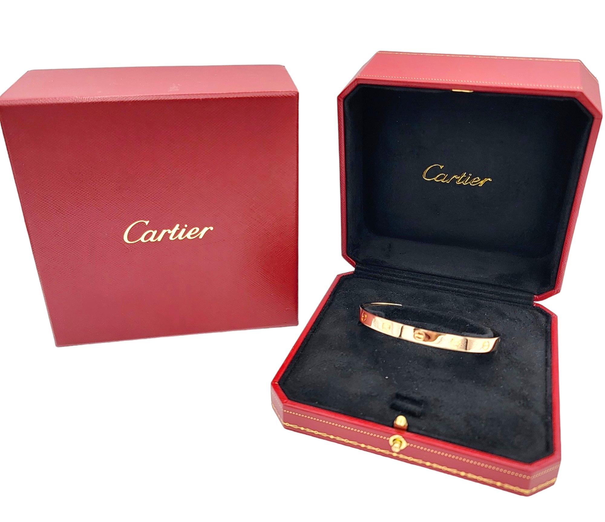 Cartier Love Collection Polished 18 Karat Rose Gold Slip-On Cuff Bracelet  For Sale 2