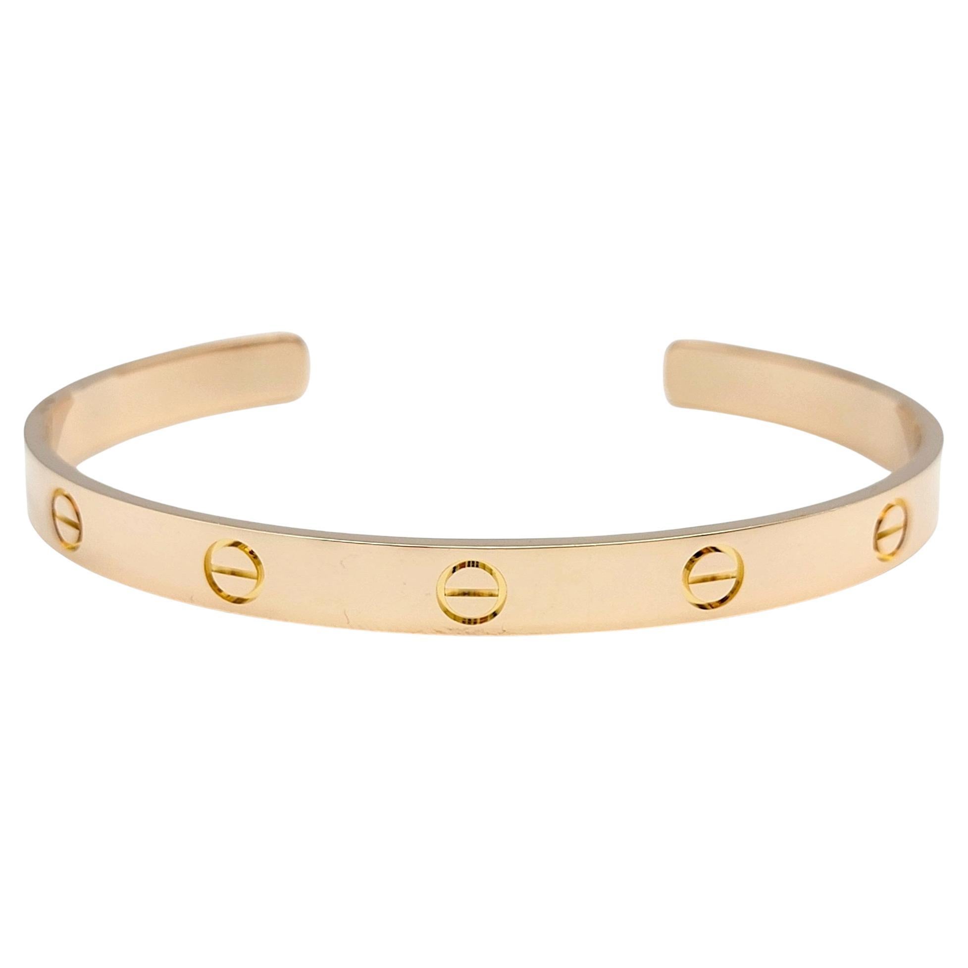 Cartier Love Collection Polished 18 Karat Rose Gold Slip-On Cuff Bracelet 