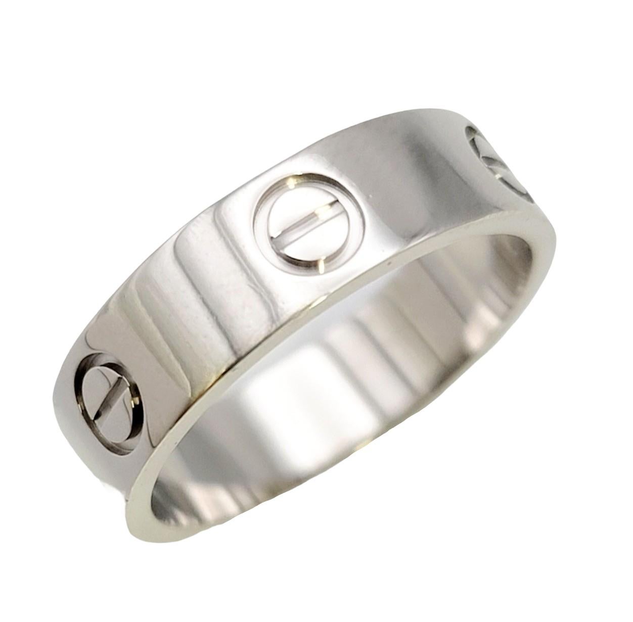 Ring size: 57 (U.S 8)

Iconic 'Love' band ring from Cartier is the perfect everyday piece. Cartier is a French high-end luxury goods company that designs, manufactures, distributes, and sells jewelry, leather goods, and watches. It was founded by