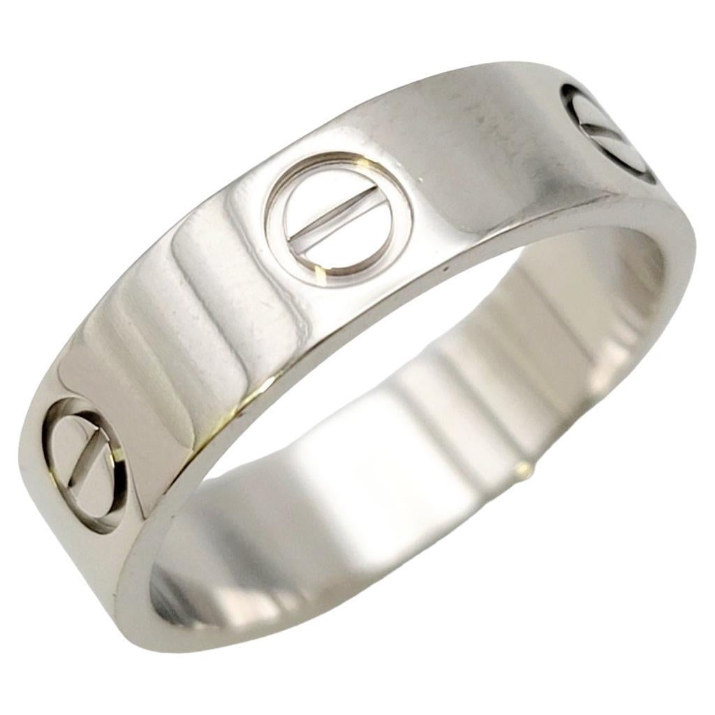 Cartier Love Collection Polished Platinum 5.5 mm Band Ring with Box Size 57 For Sale