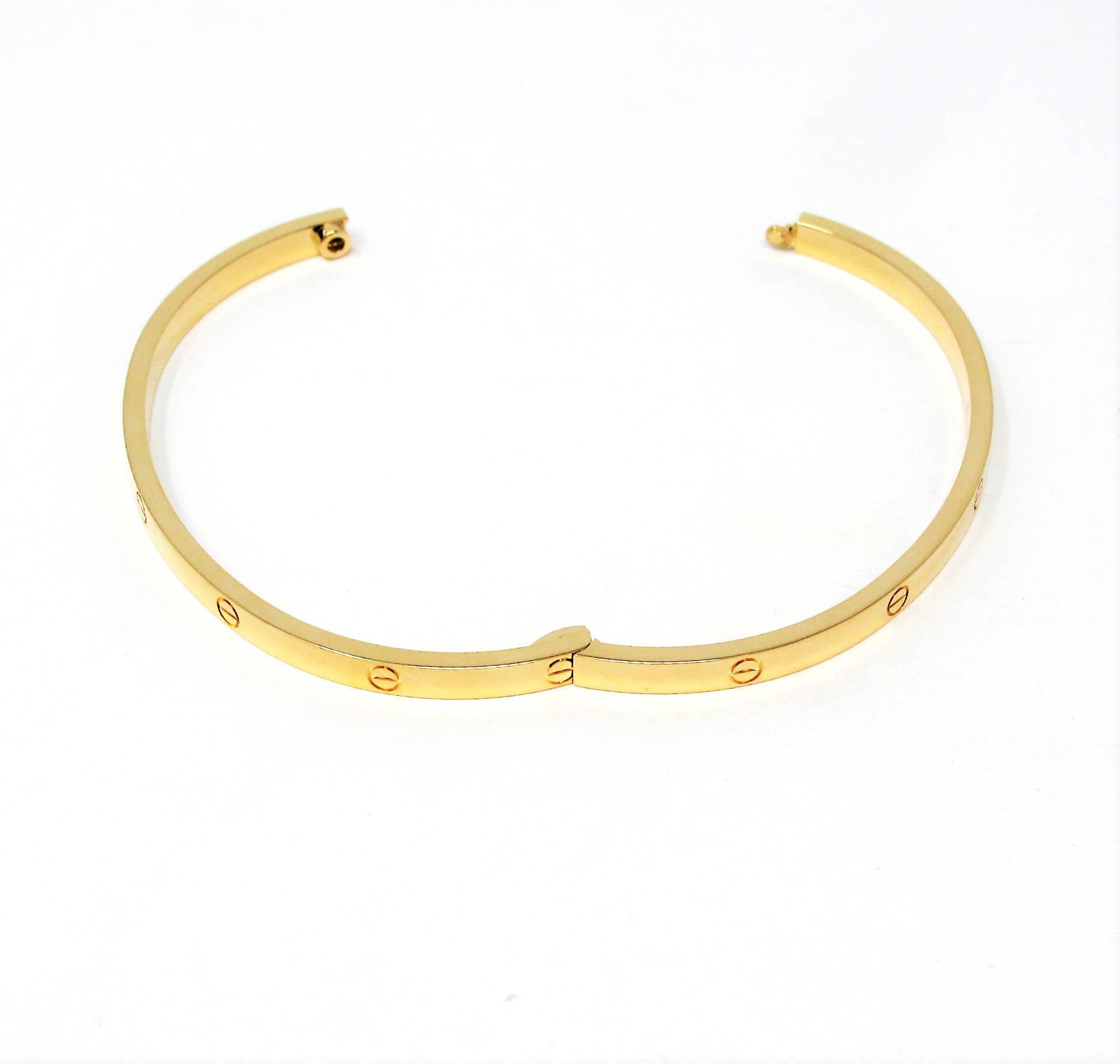 Cartier Love Collection Small 18 Karat Yellow Gold Bangle Bracelet with Box 1