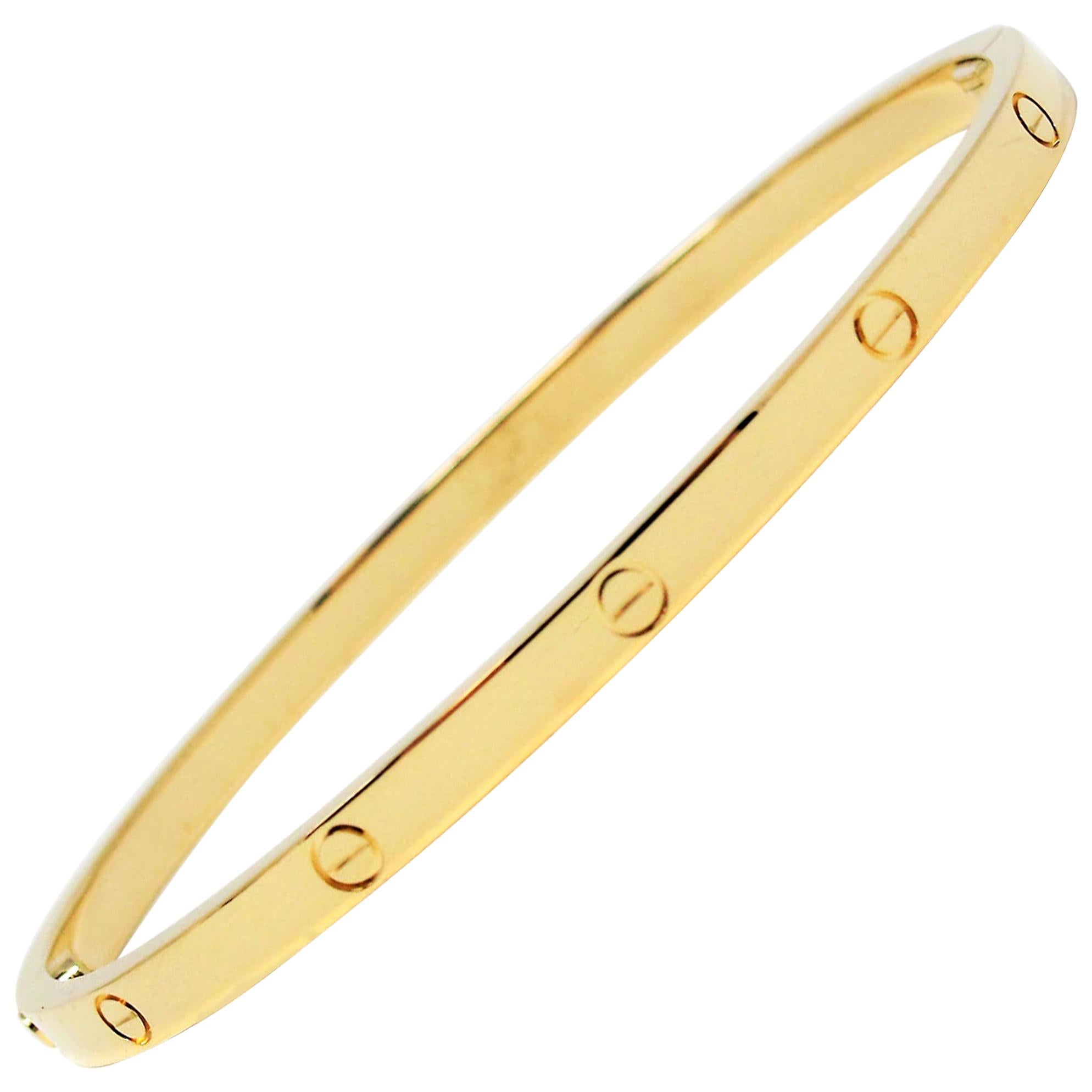 Cartier Love Collection Small 18 Karat Yellow Gold Bangle Bracelet with Box