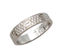 Cartier Love Collection Small Model Pavé Diamond Band Ring 18 Karat White Gold