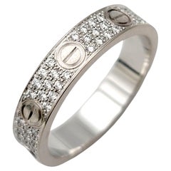 Cartier Love Collection Small Model Pavé Diamond Band Ring 18 Karat White Gold