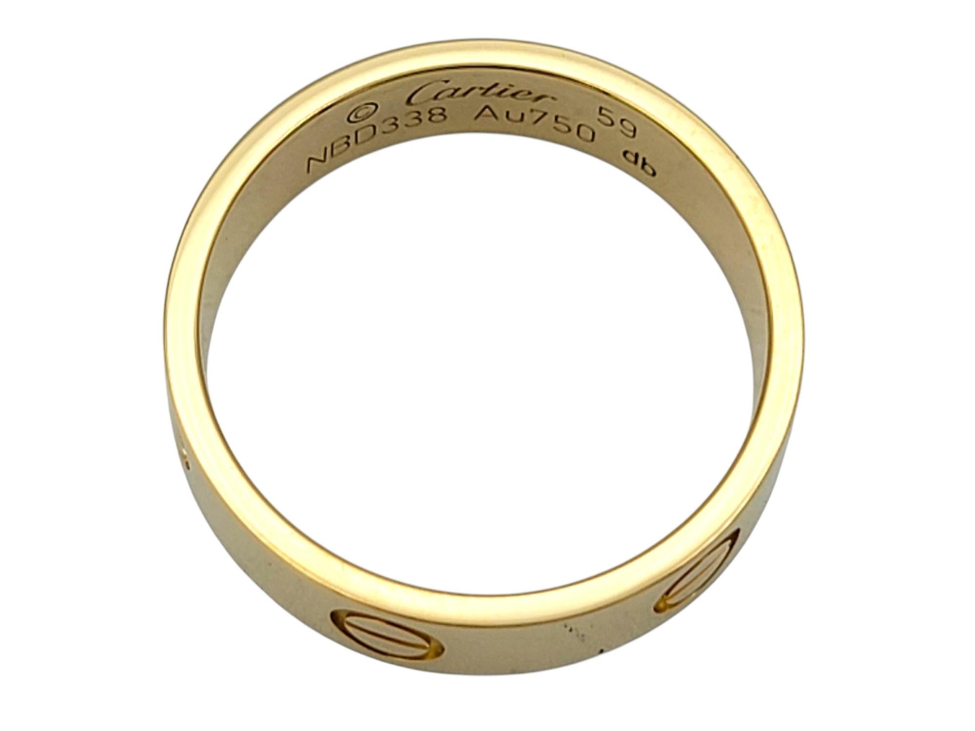 Contemporary Cartier Love Collection Unisex Band Ring Polished 18 Karat Yellow Gold, Size 59