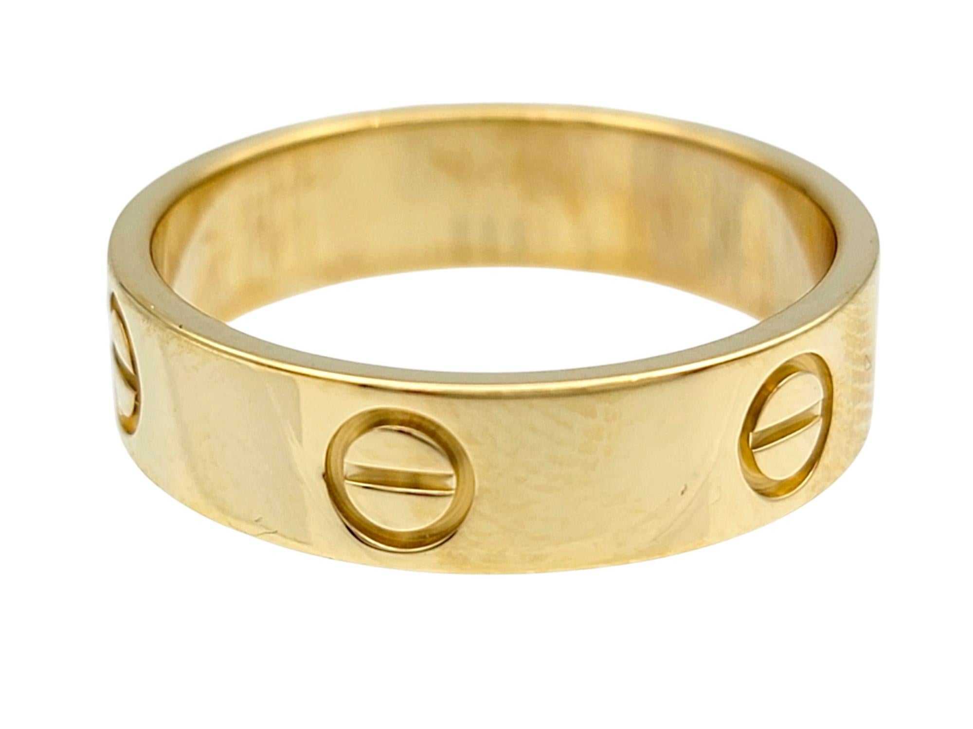 Cartier Love Collection Unisex Band Ring Polished 18 Karat Yellow Gold, Size 59 1