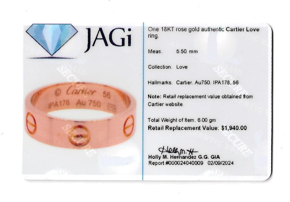 Cartier Love Collection Wedding Band Ring Set in Polished 18 Karat Rose Gold  For Sale 5