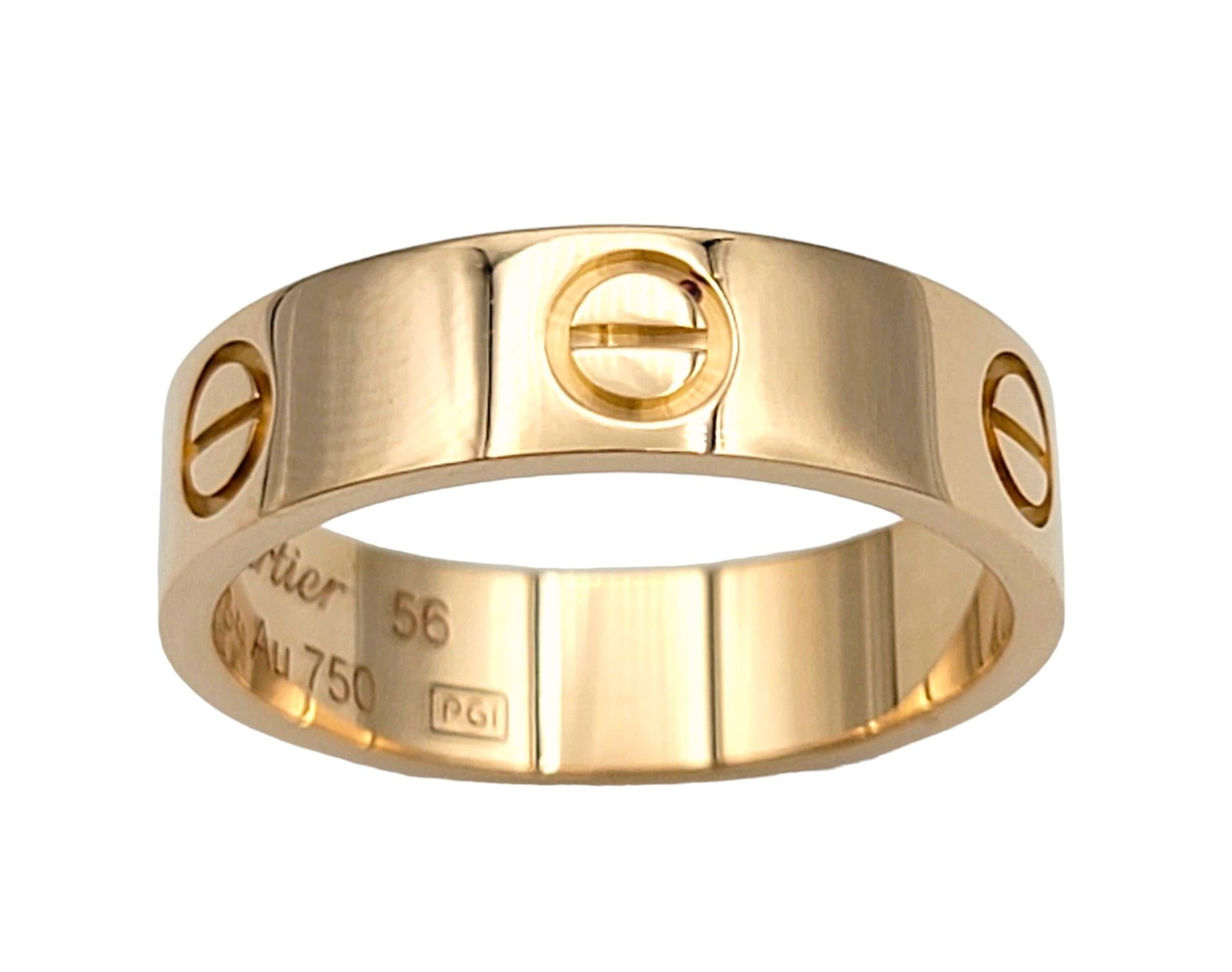 Contemporary Cartier Love Collection Wedding Band Ring Set in Polished 18 Karat Rose Gold  For Sale