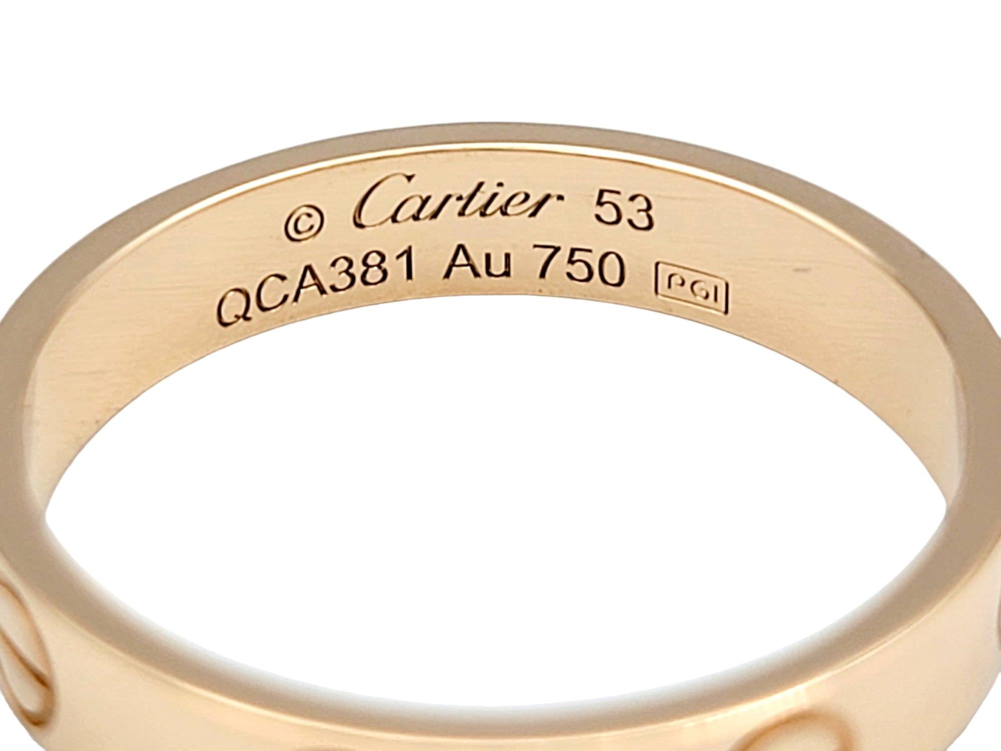 Cartier Love Collection Wedding Band Ring Set in Polished 18 Karat Rose Gold In Good Condition For Sale In Scottsdale, AZ