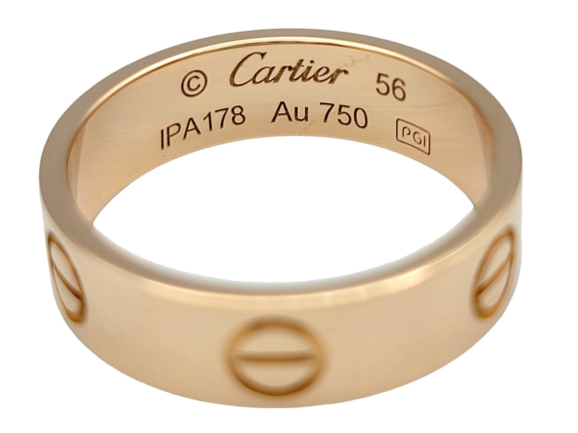 Women's or Men's Cartier Love Collection Wedding Band Ring Set in Polished 18 Karat Rose Gold  For Sale