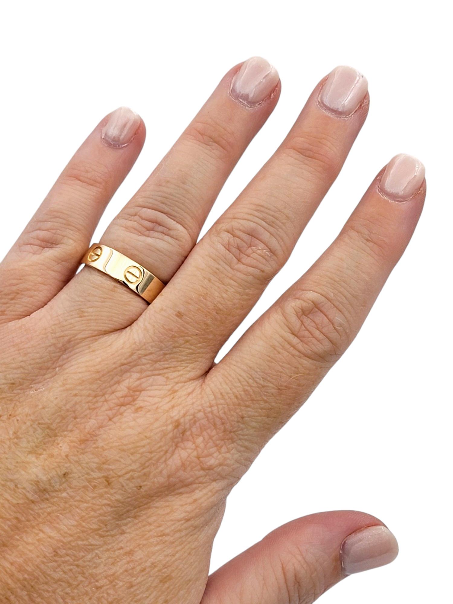 Cartier Love Collection Wedding Band Ring Set in Polished 18 Karat Rose Gold  For Sale 1