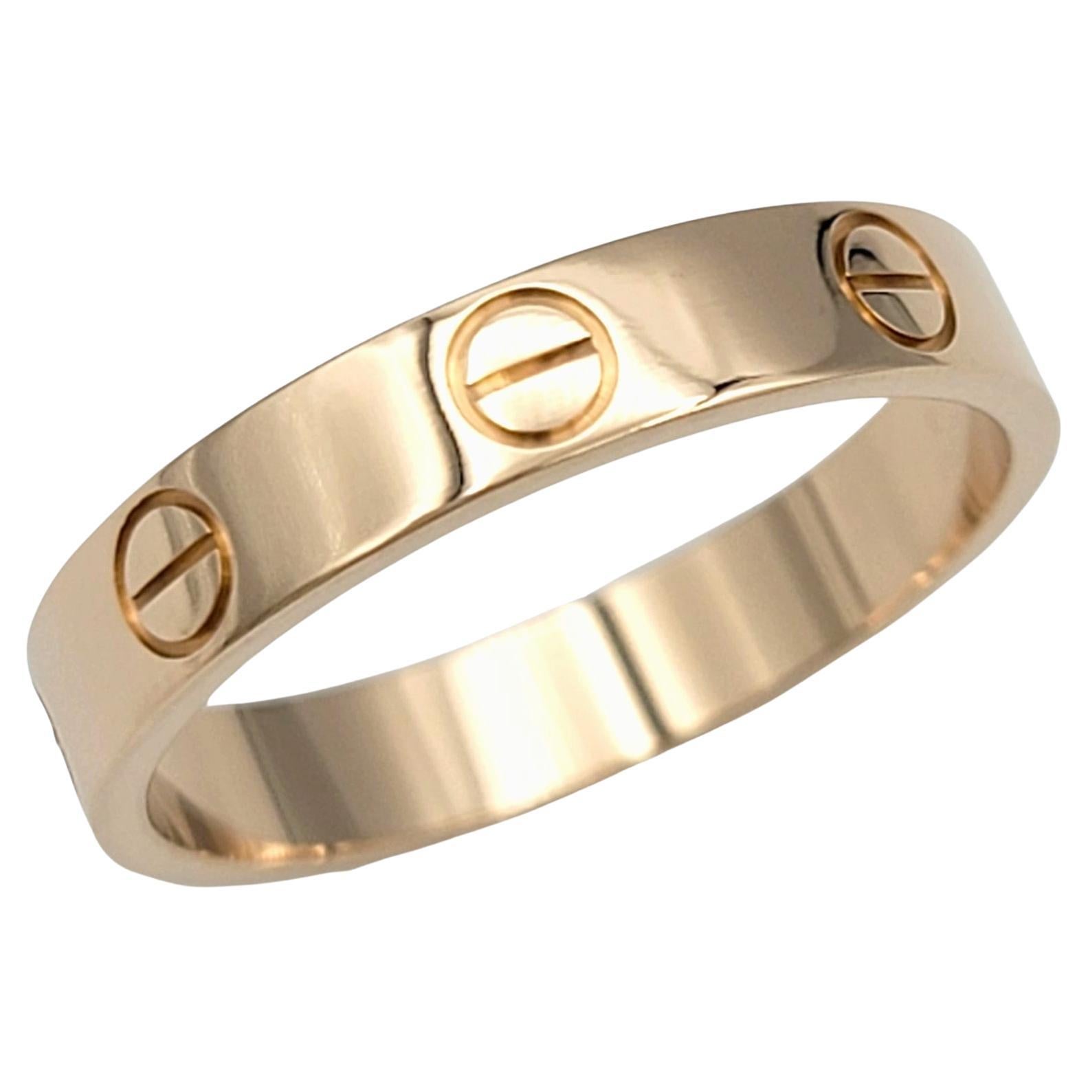 Cartier Love Collection Wedding Band Ring Set in Polished 18 Karat Rose Gold For Sale