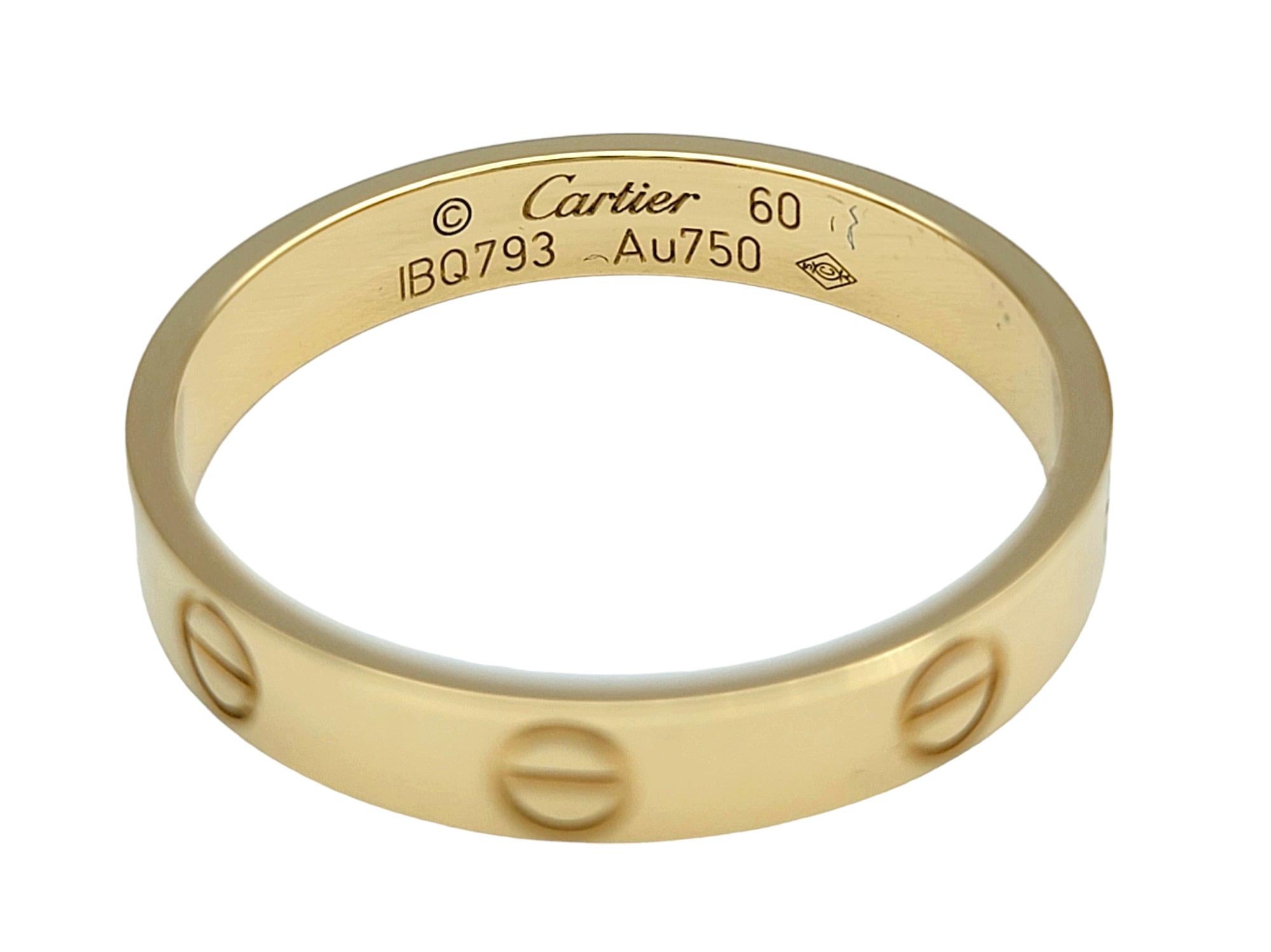 Women's or Men's Cartier Love Collection Wedding Band Ring Set in Polished 18 Karat Yellow Gold For Sale