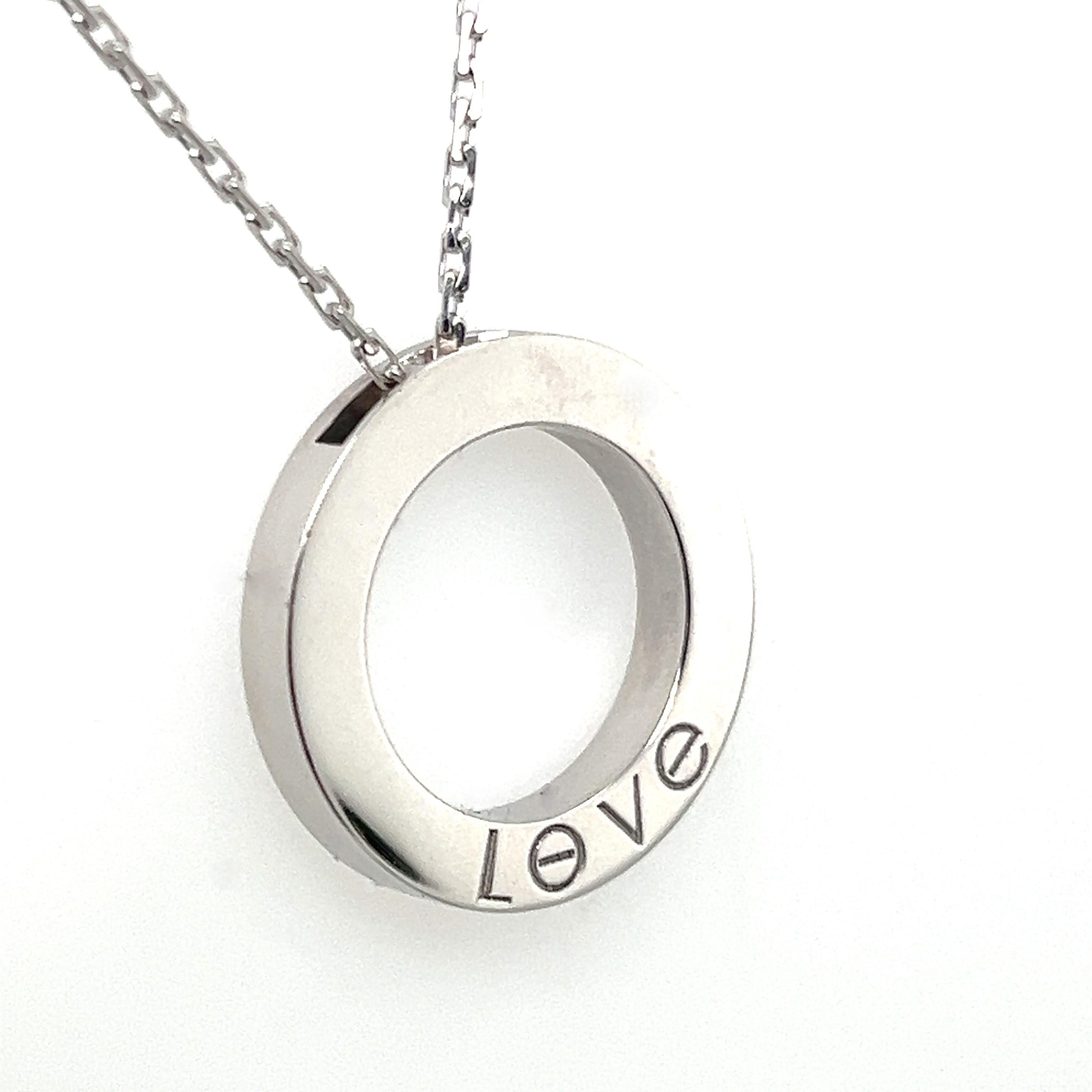 Cartier LOVE Collier with Diamonds in 18 Karat White Gold For Sale 7