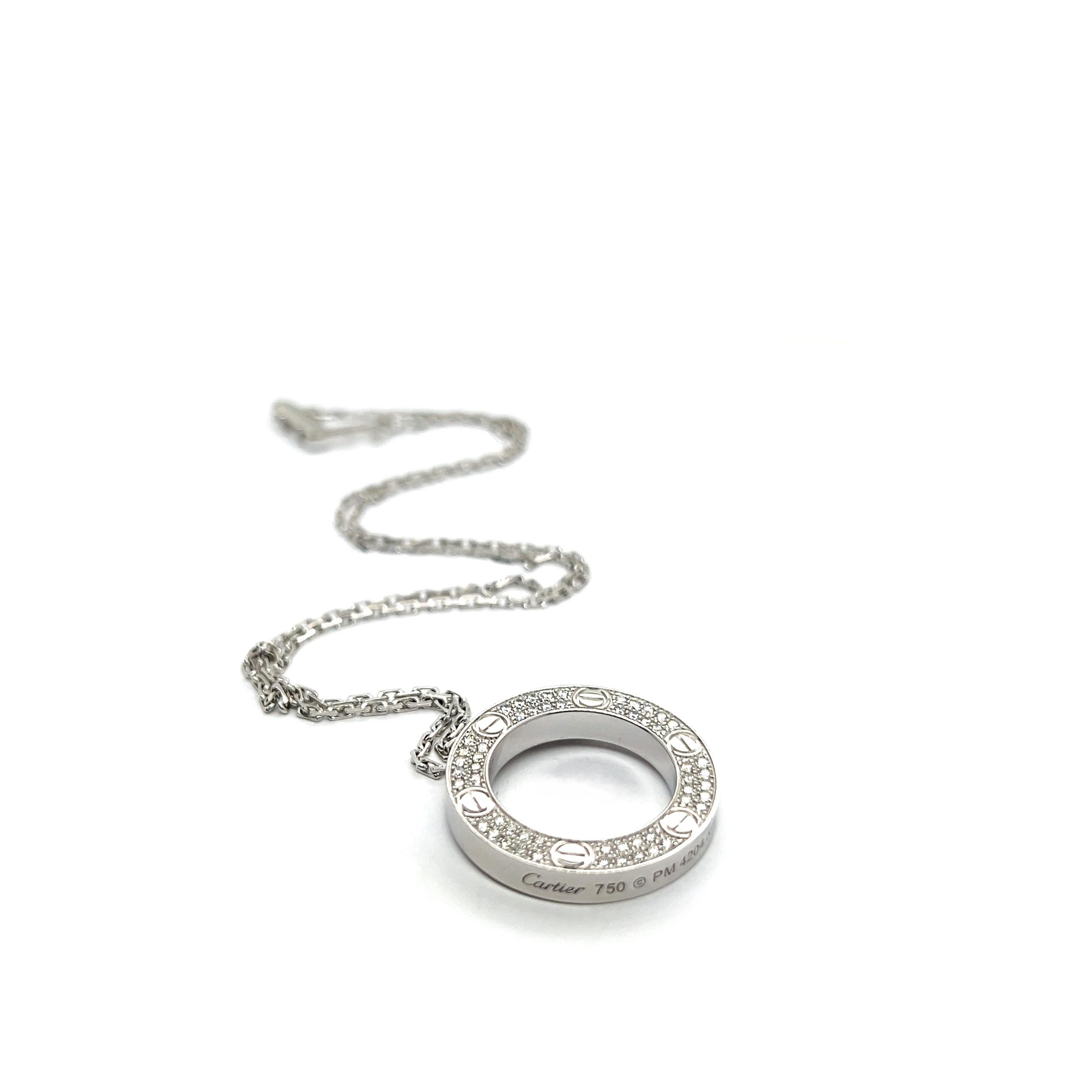 Modern Cartier LOVE Collier with Diamonds in 18 Karat White Gold For Sale