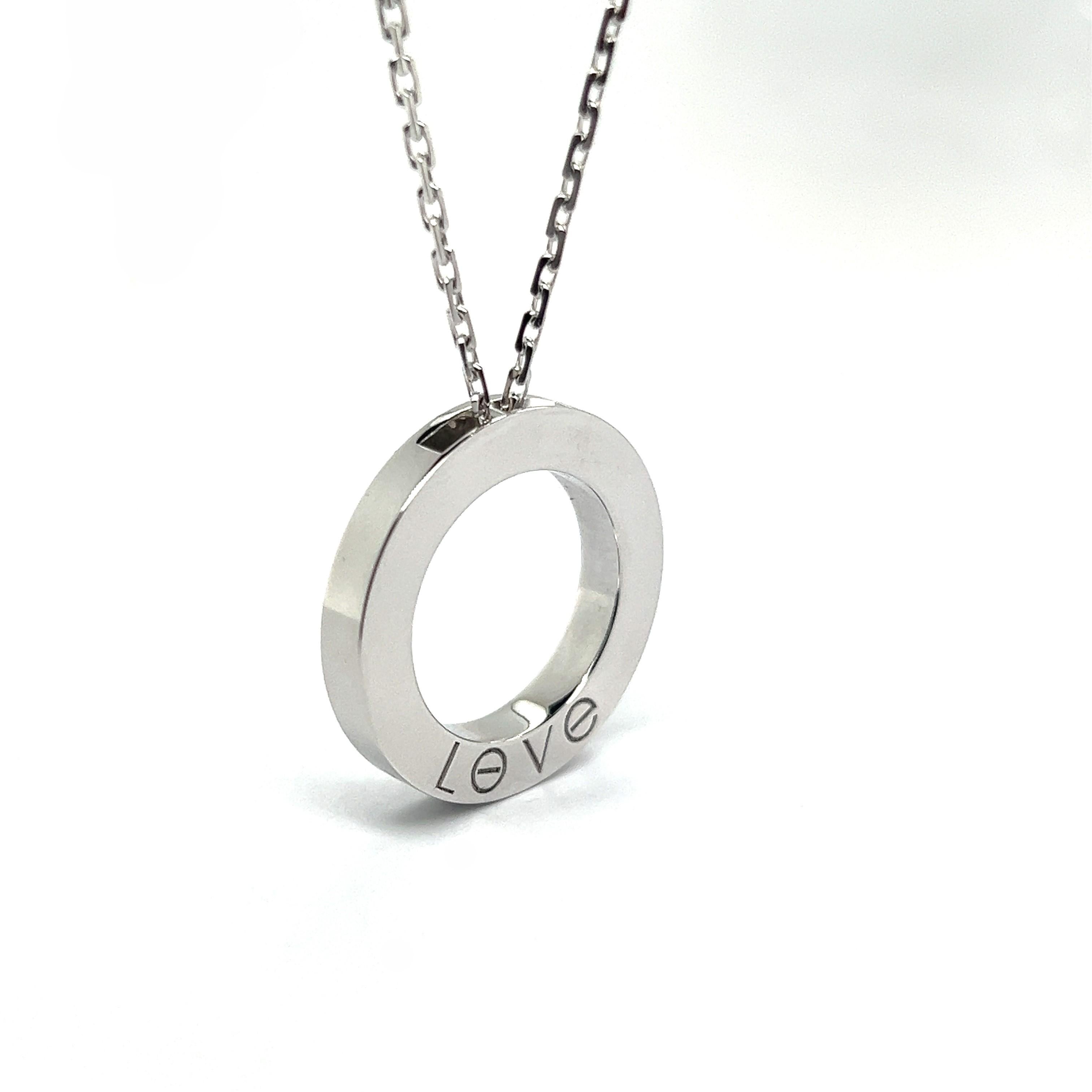Cartier LOVE Collier with Diamonds in 18 Karat White Gold For Sale 1