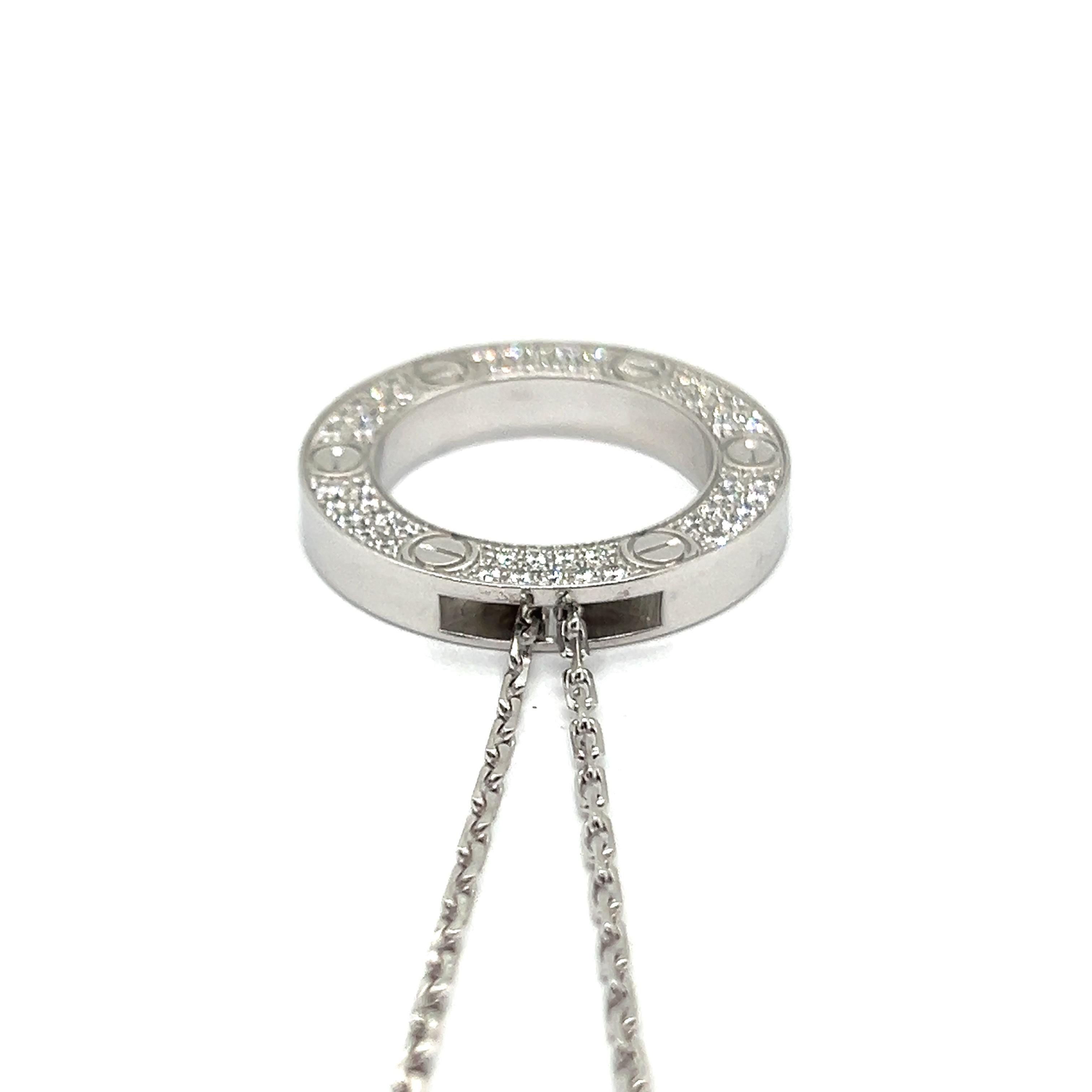 Cartier LOVE Collier with Diamonds in 18 Karat White Gold For Sale 3