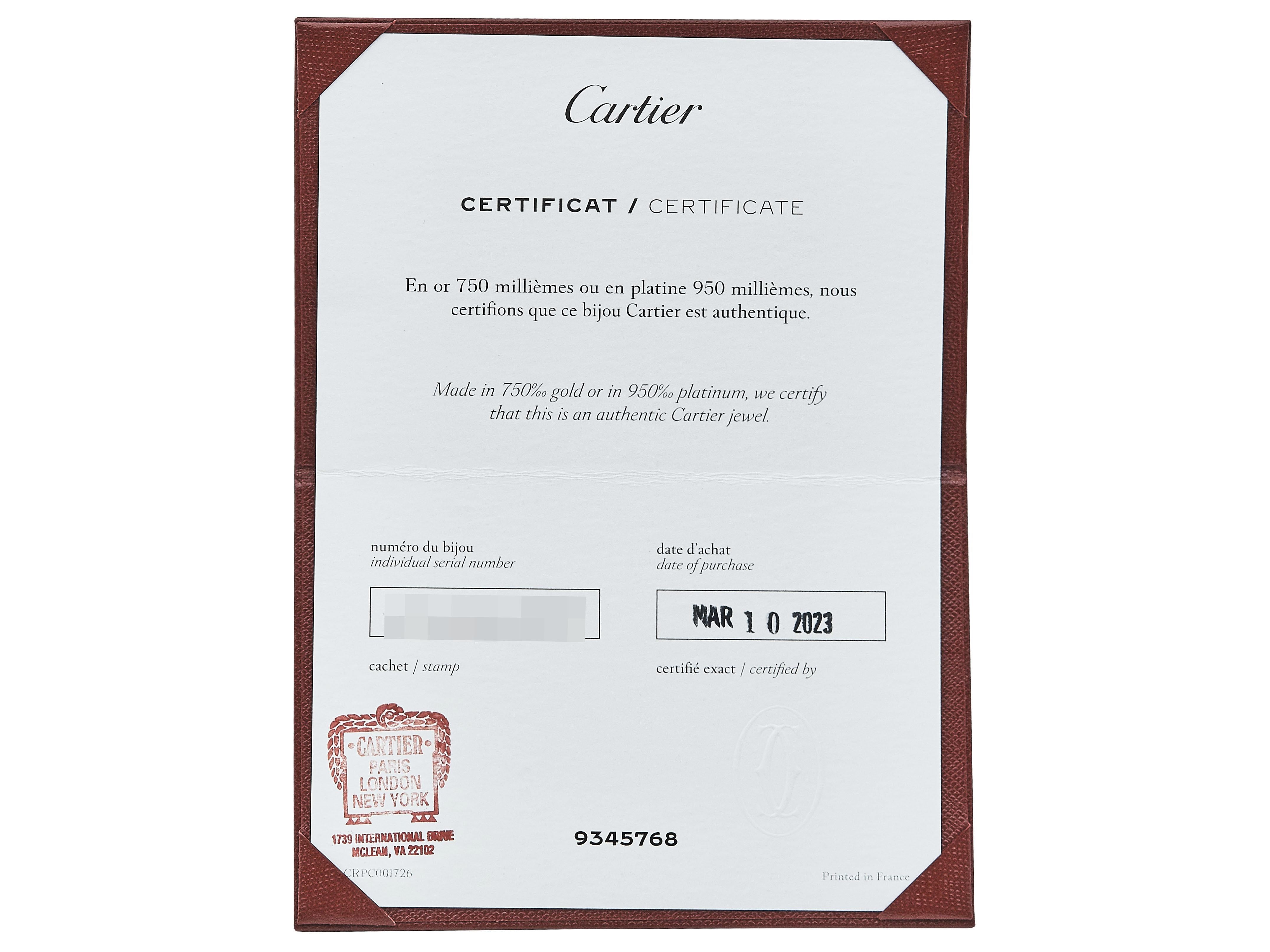 Cartier Love Manschette 18K Weißgold Größe 19 im Angebot 1
