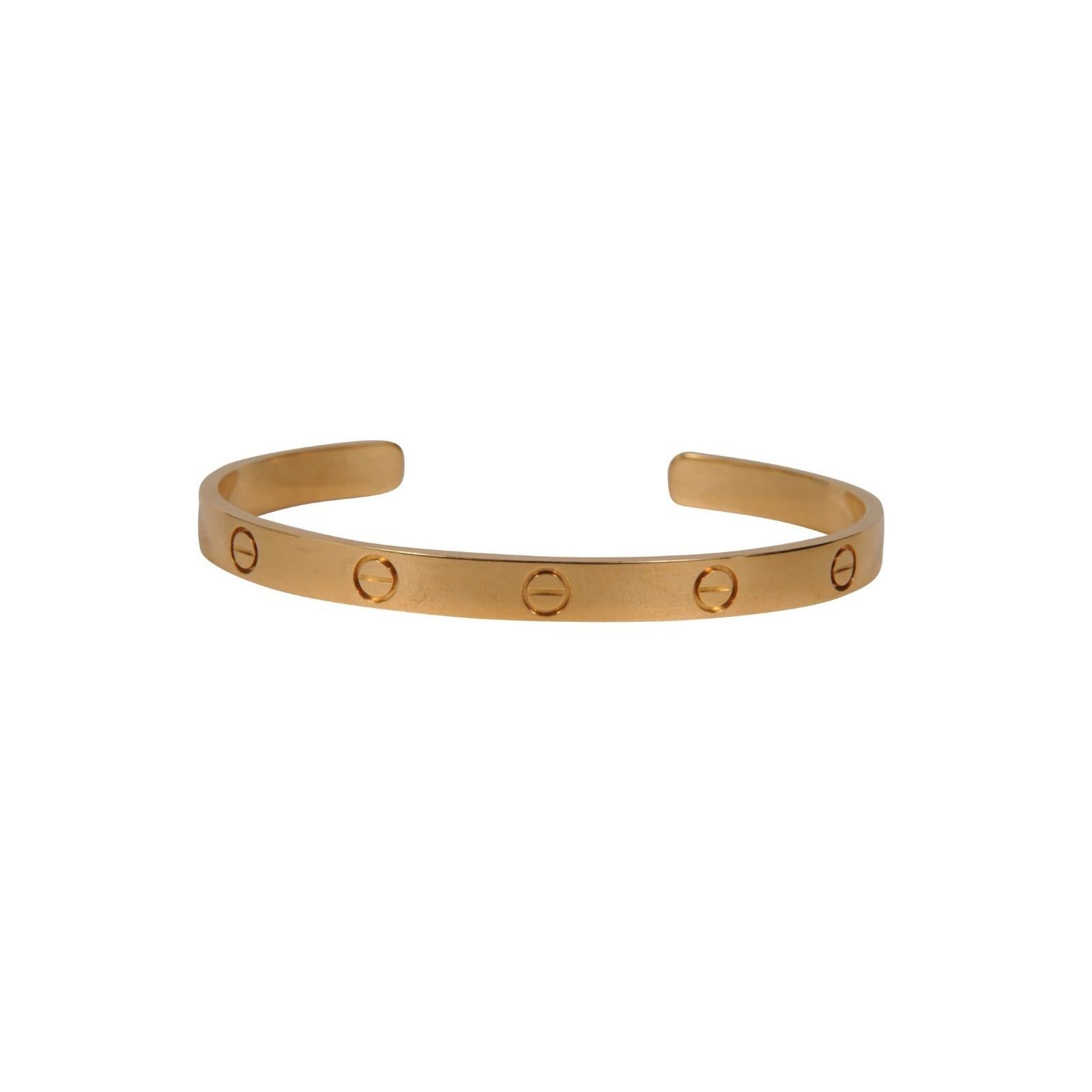 Cartier Love Cuff Bangle Bracelet en or jaune 18k Taille 19 en vente 6