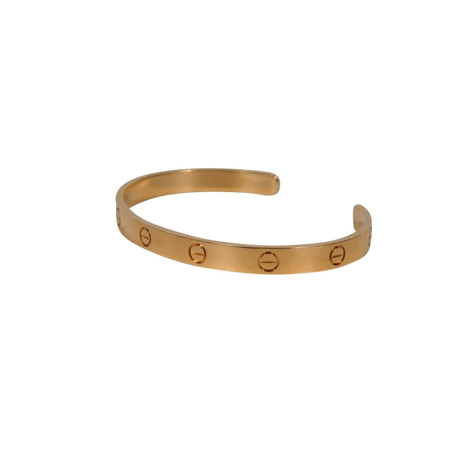 Cartier Love Cuff Bangle Bracelet en or jaune 18k Taille 19 en vente 1