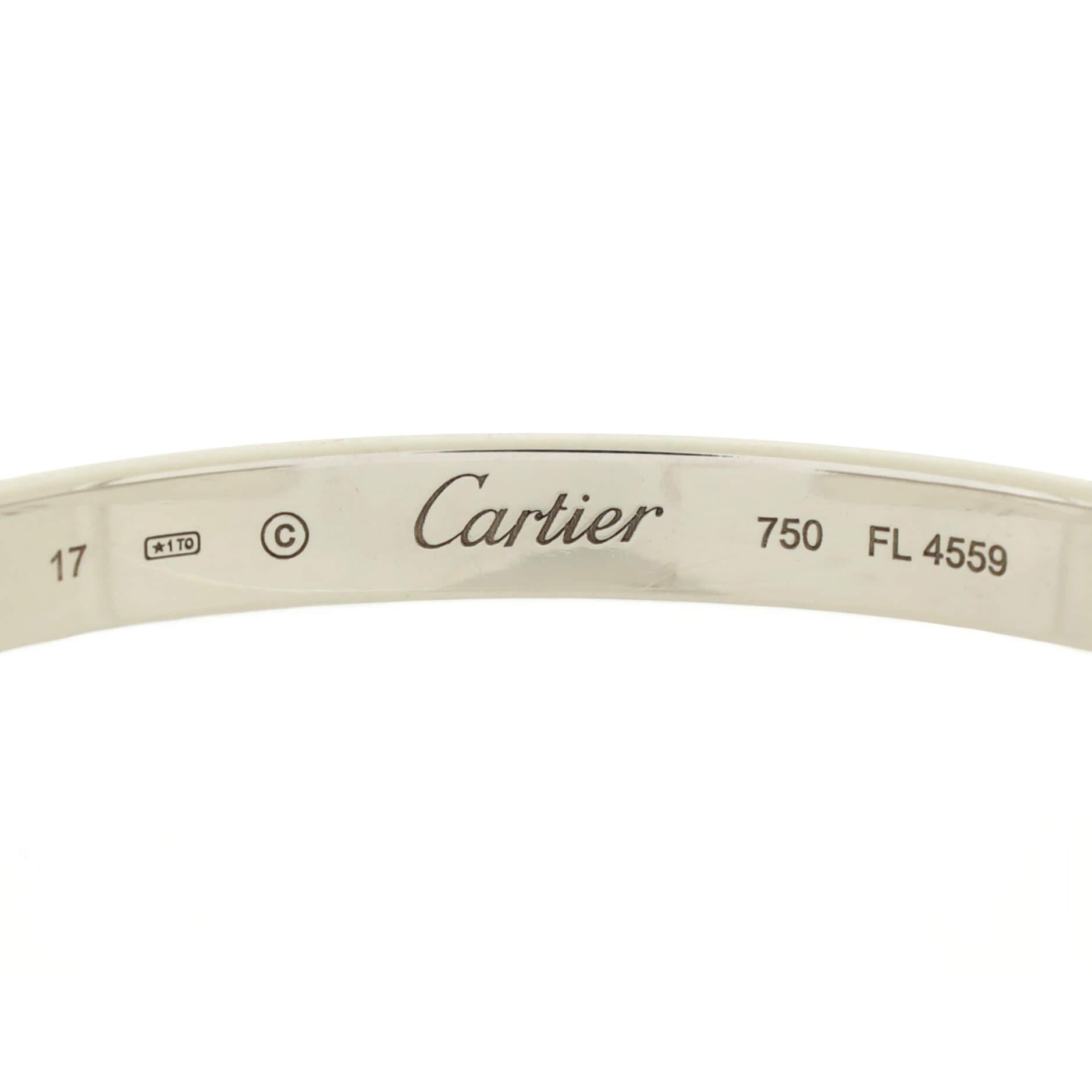 Women's or Men's Cartier Love Cuff Bracelet 18K White Gold