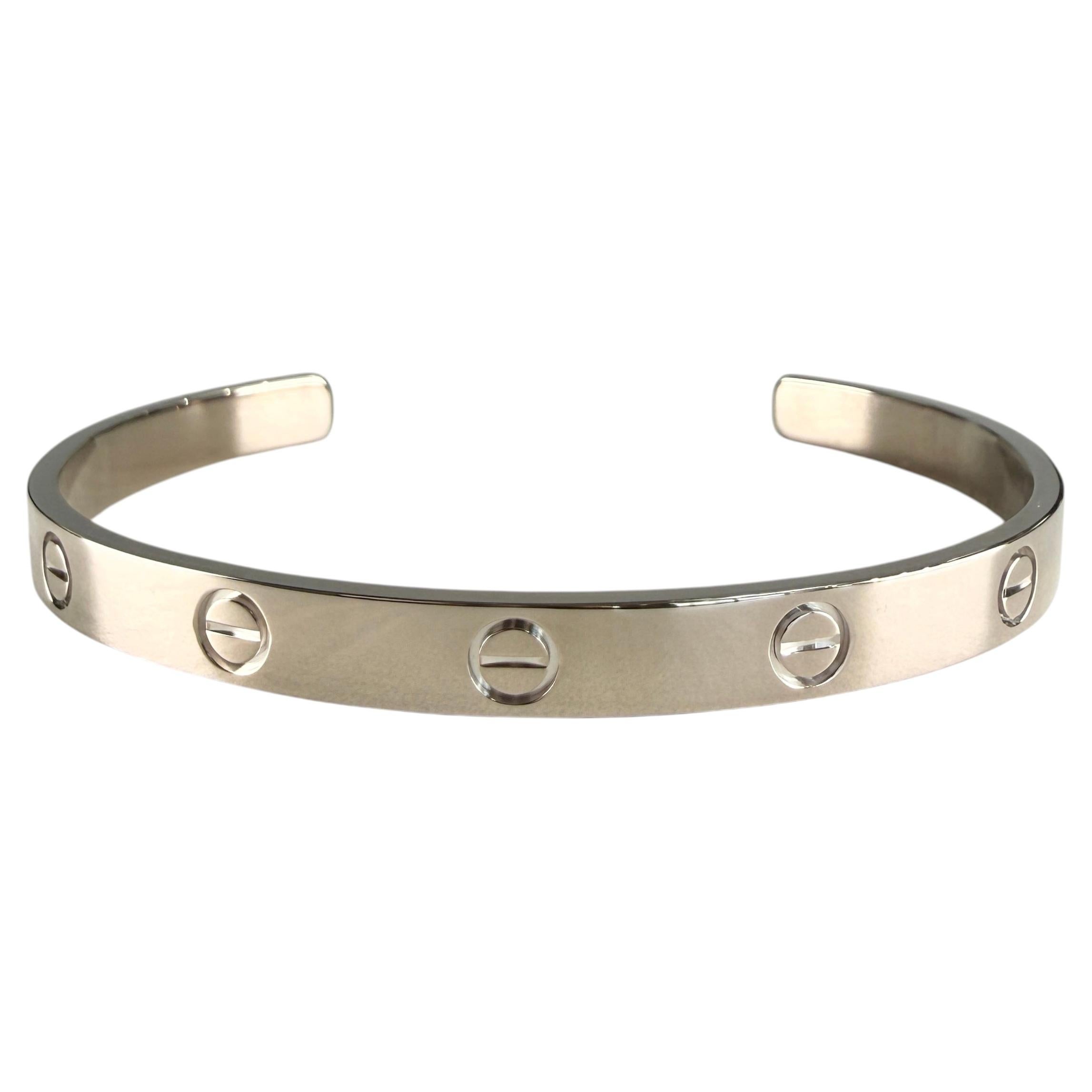 Cartier Love Cuff Bracelet 18k White Gold Size 18