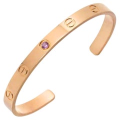 Cartier Love Cuff Bracelet Pink Sapphire Rose Gold Size 17
