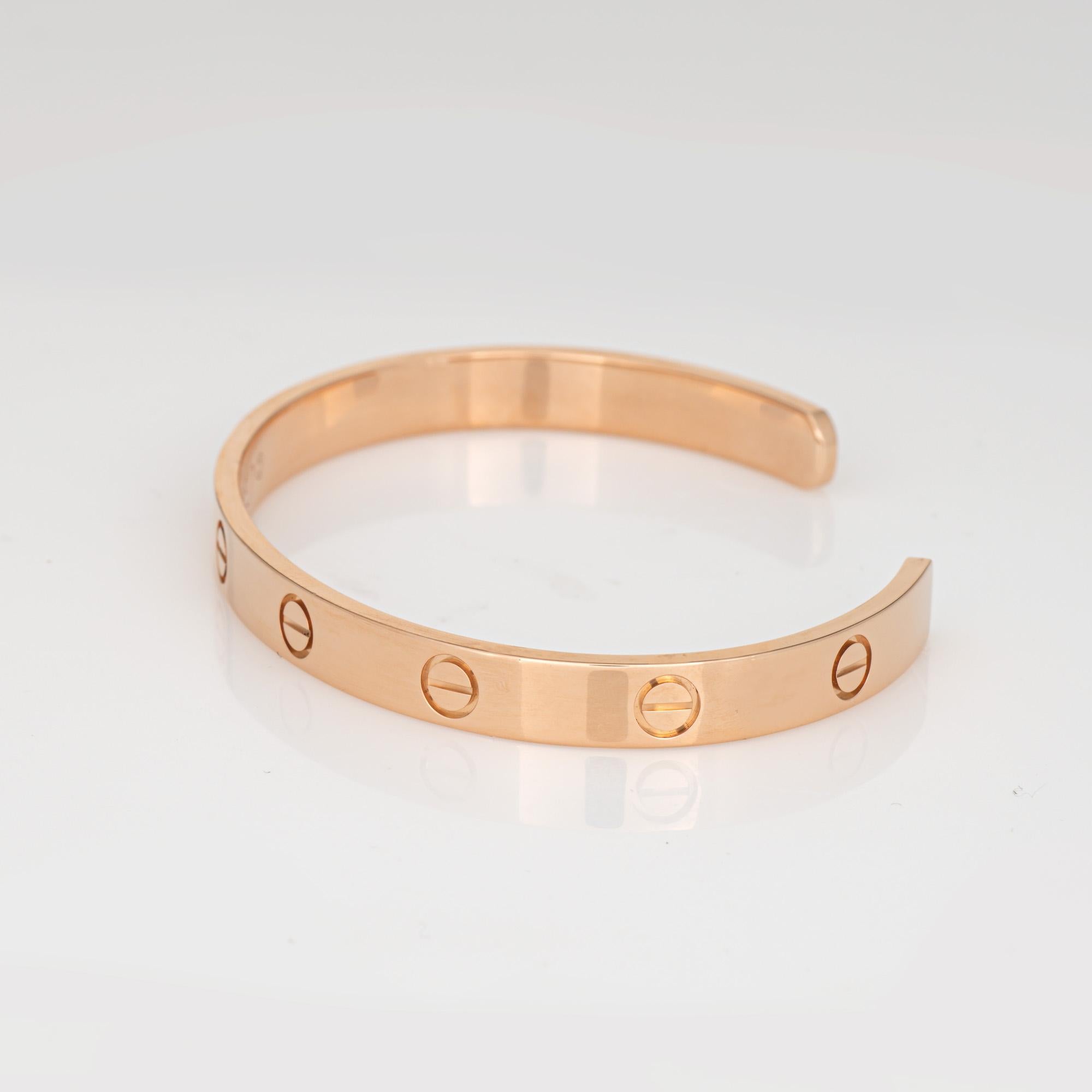Cartier Love Cuff Bracelet Sz 18 Estate 18 Karat Rose Gold Fine Signed Jewelry In Good Condition For Sale In Torrance, CA