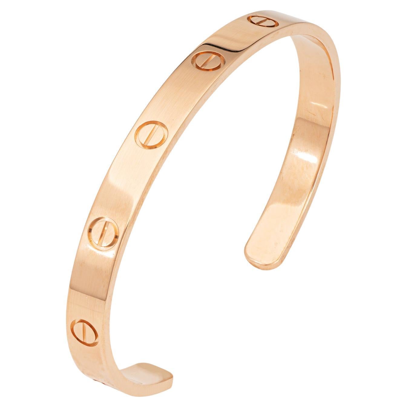 Cartier Love Cuff Bracelet Sz 18 Estate 18 Karat Rose Gold Fine Signed Jewelry For Sale