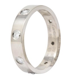 Cartier Love Diamond 18 Karat White Gold Unisex Stacking Band Ring
