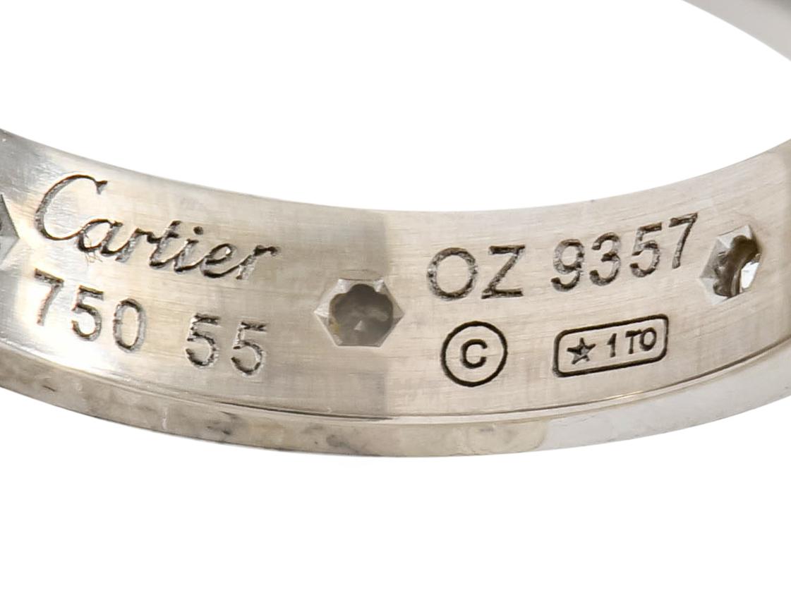 Cartier Love Diamond 18 Karat White Gold Unisex Stacking Band Ring In Excellent Condition In Philadelphia, PA