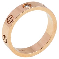 Cartier Love Diamond 18k Rose Gold Band Ring Size 49