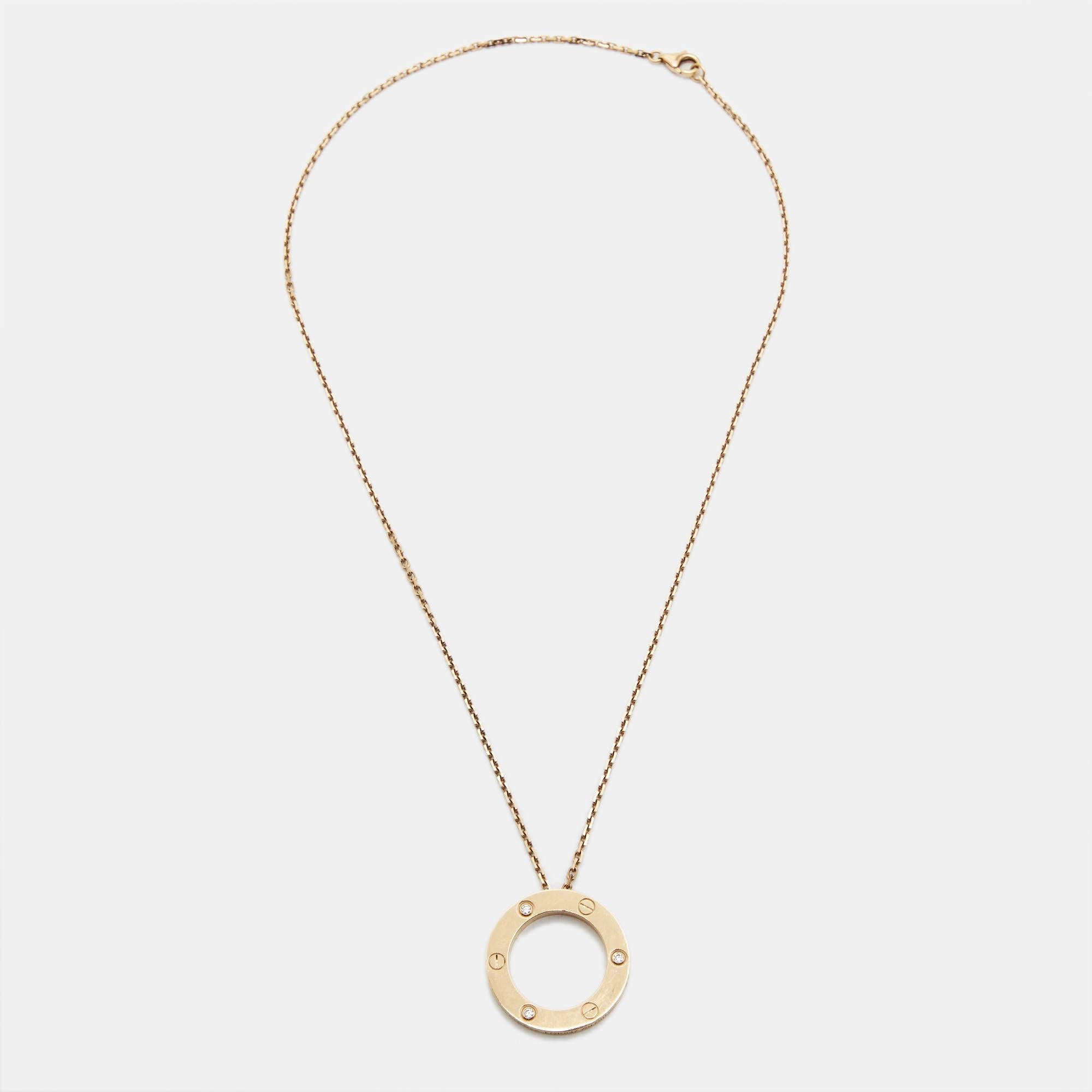 Women's Cartier Love Diamond 18k Rose Gold Necklace