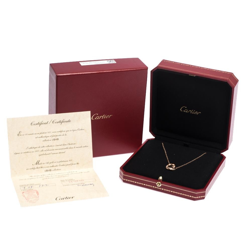 Cartier Love Diamond 18K Rose Gold Necklace In Good Condition In Dubai, Al Qouz 2