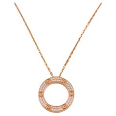 Cartier Love Diamond 18k Rose Gold Pendant Necklace