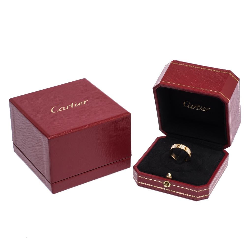 Cartier Love Diamond 18K Rose Gold Wedding Band Ring EU 54 In Good Condition In Dubai, Al Qouz 2