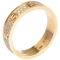 Cartier Love Diamond 18K Rose Gold Wedding Band Ring EU 54