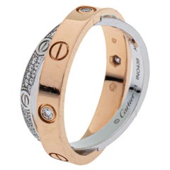 Cartier Love Diamond Bague à double anneau en or bicolore 18K Taille 51