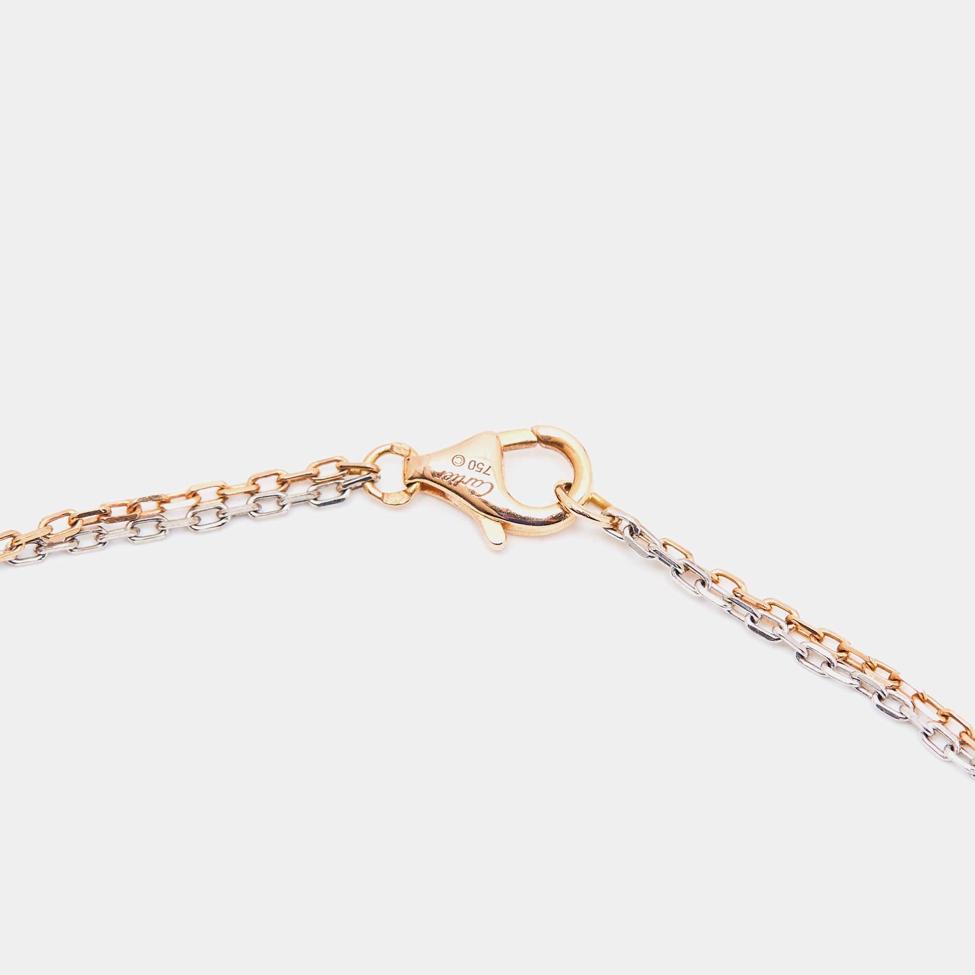 Cartier Love Diamond 18k Two Tone Gold Double Chain Necklace For Sale 2