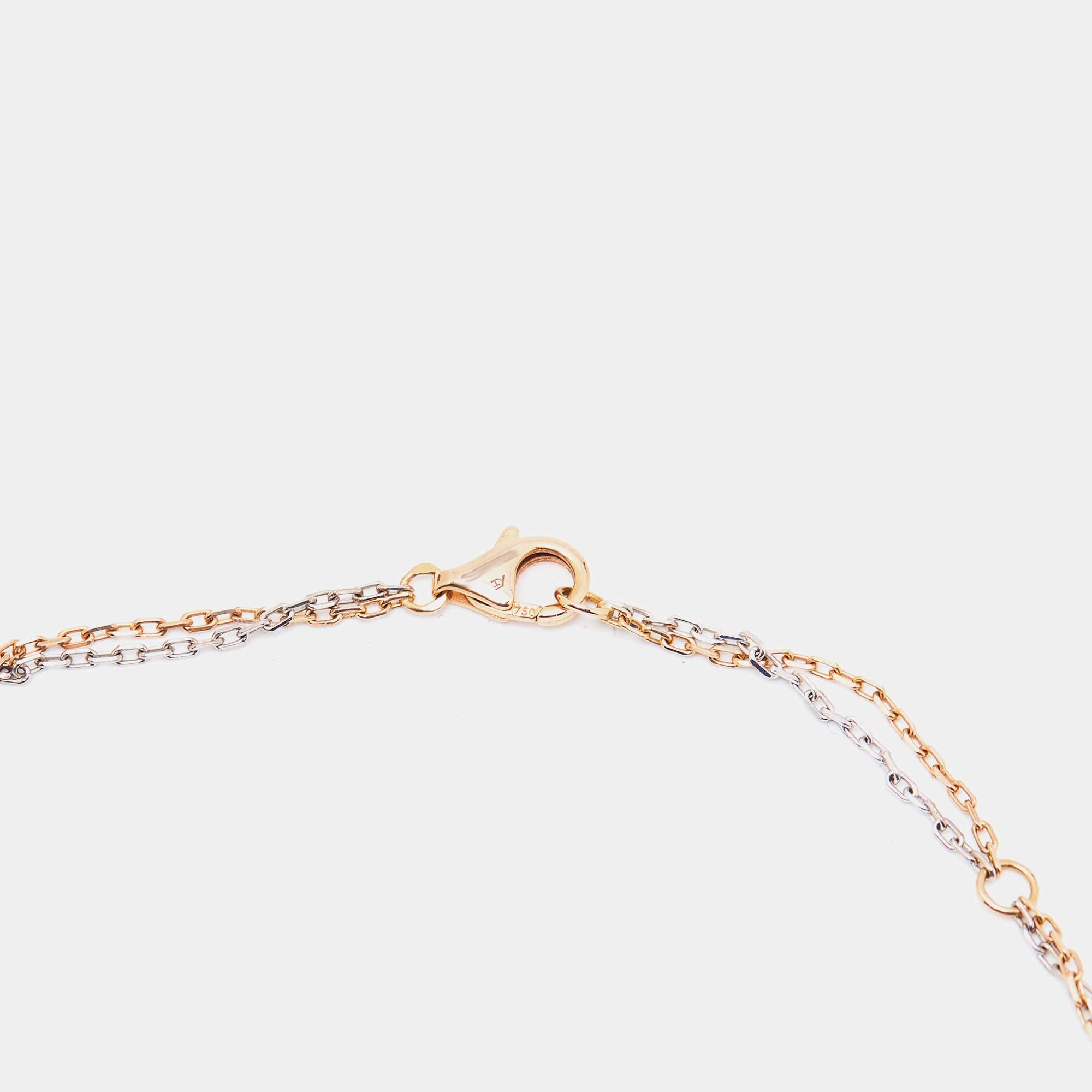 Cartier Love Diamond 18k Two Tone Gold Double Chain Necklace For Sale 3